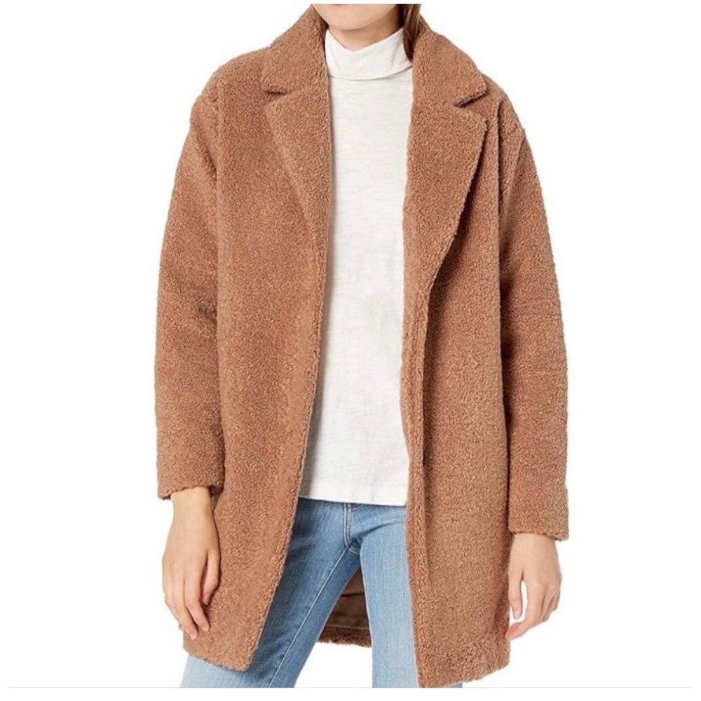 Daily Ritual Teddy Sherpa Jacket Coat Oversized Brown L Faux Fur Warm